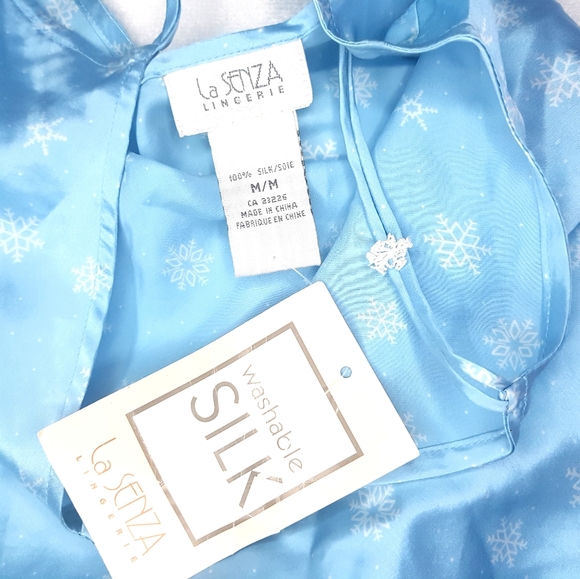 NEW La Senza SILK Snowflake blue white lingerie cami pj set - Picture 2 of 5